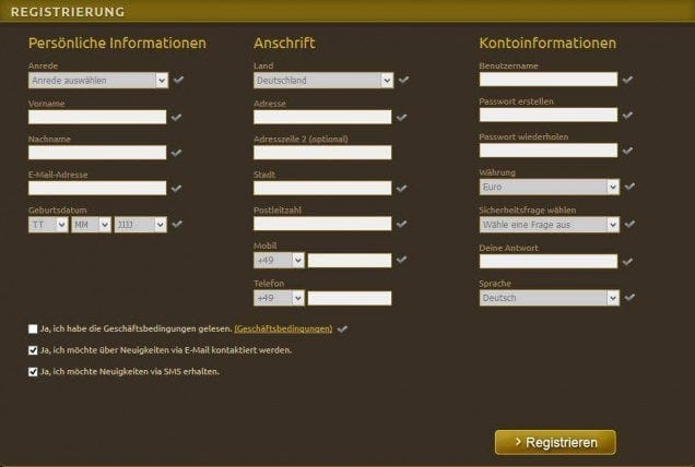 Kingplayer Informationen - Online Formular